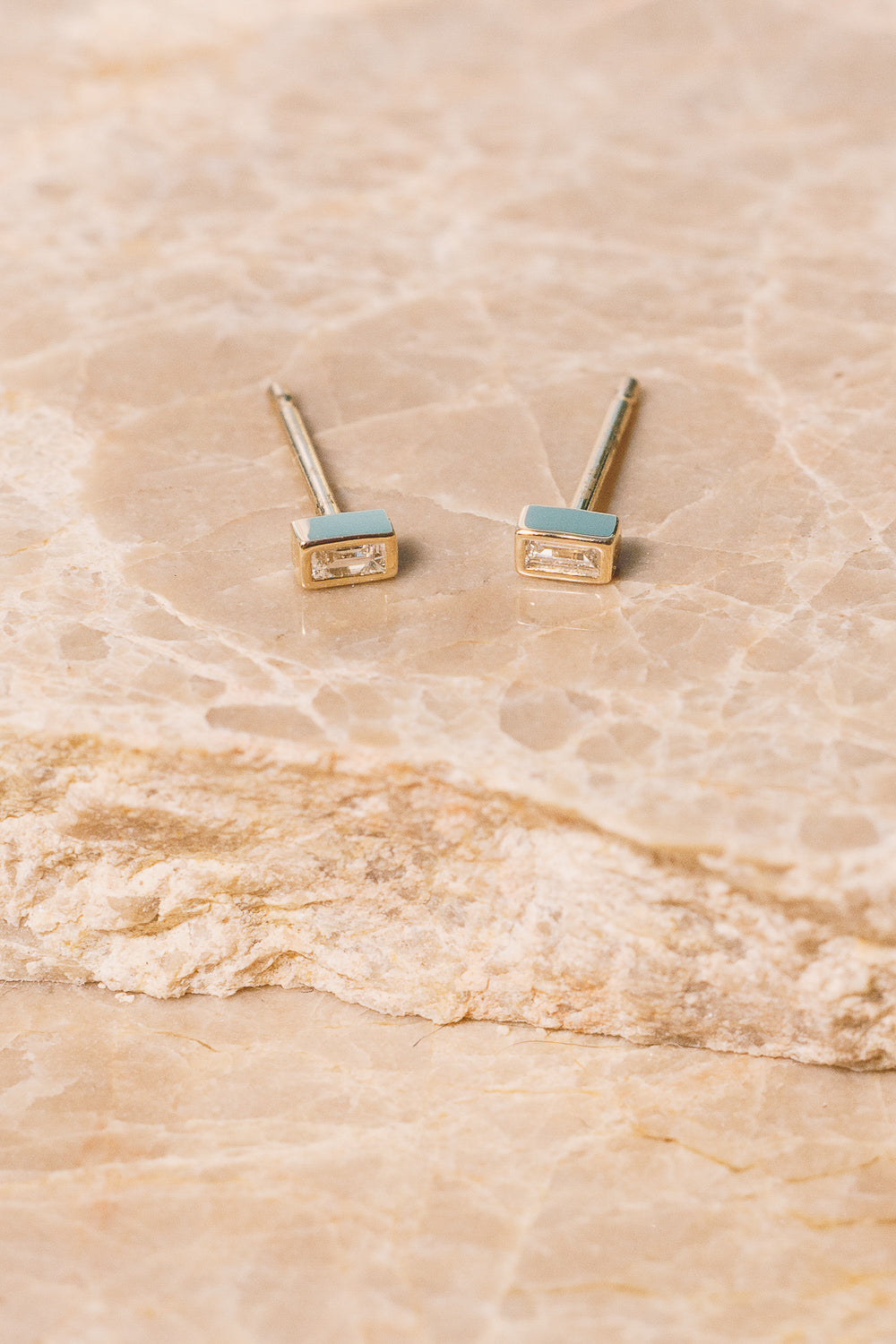 diamond baguette studs