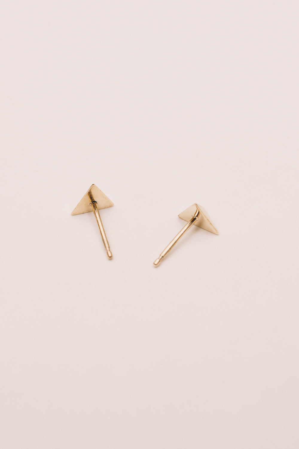 14k gold triangle pyramid studs back view