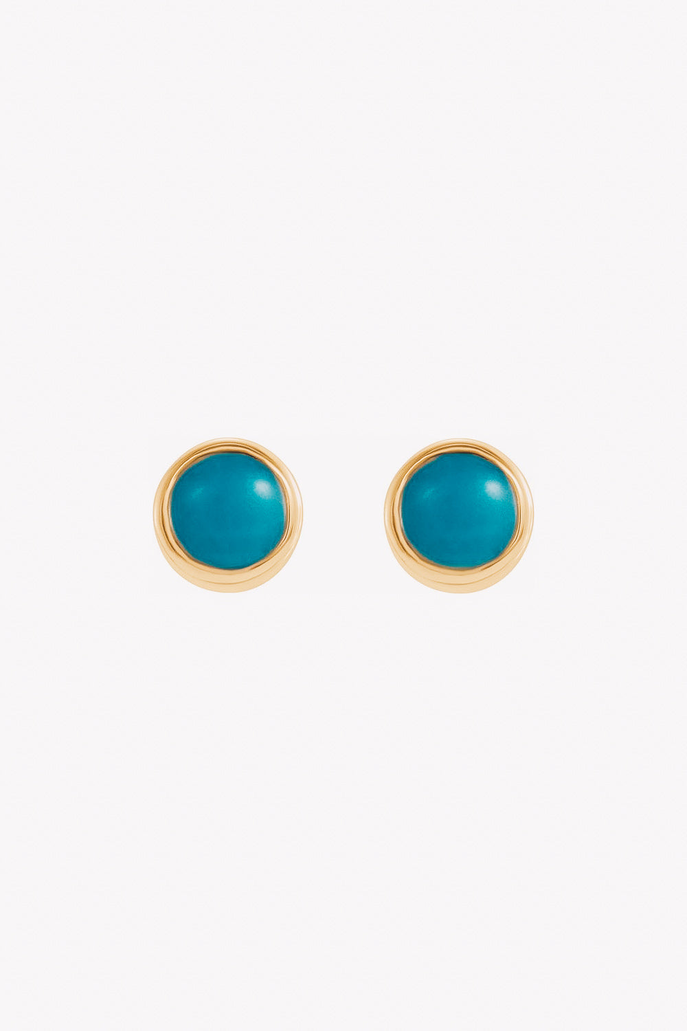 turquoise and gold bezel set stud earrings view from the front