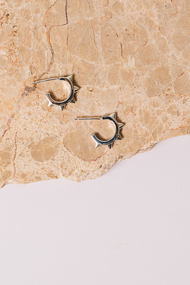 sterling silver spike hoops small