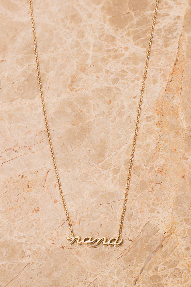 14k gold nana script necklace 