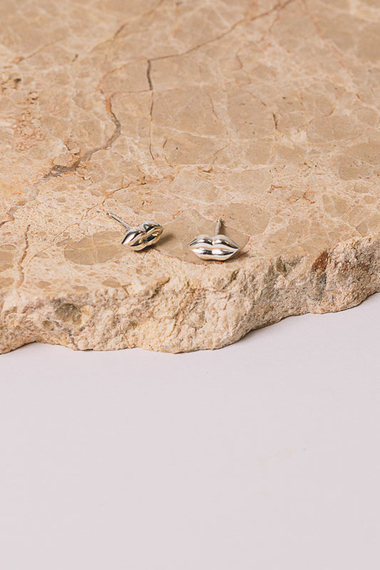 silver lip stud earrings