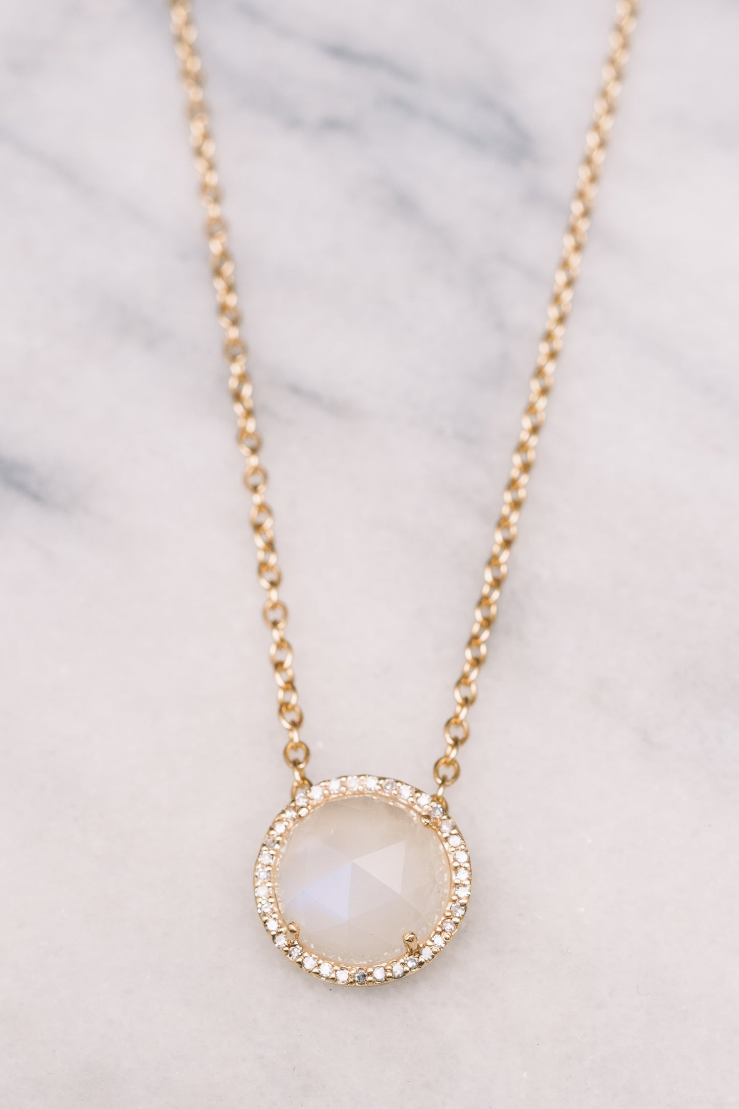 Auréole Necklace I Rainbow Moonstone | 14K Gold I Janna Conner