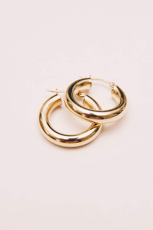 14k gold hollow hoop earrings