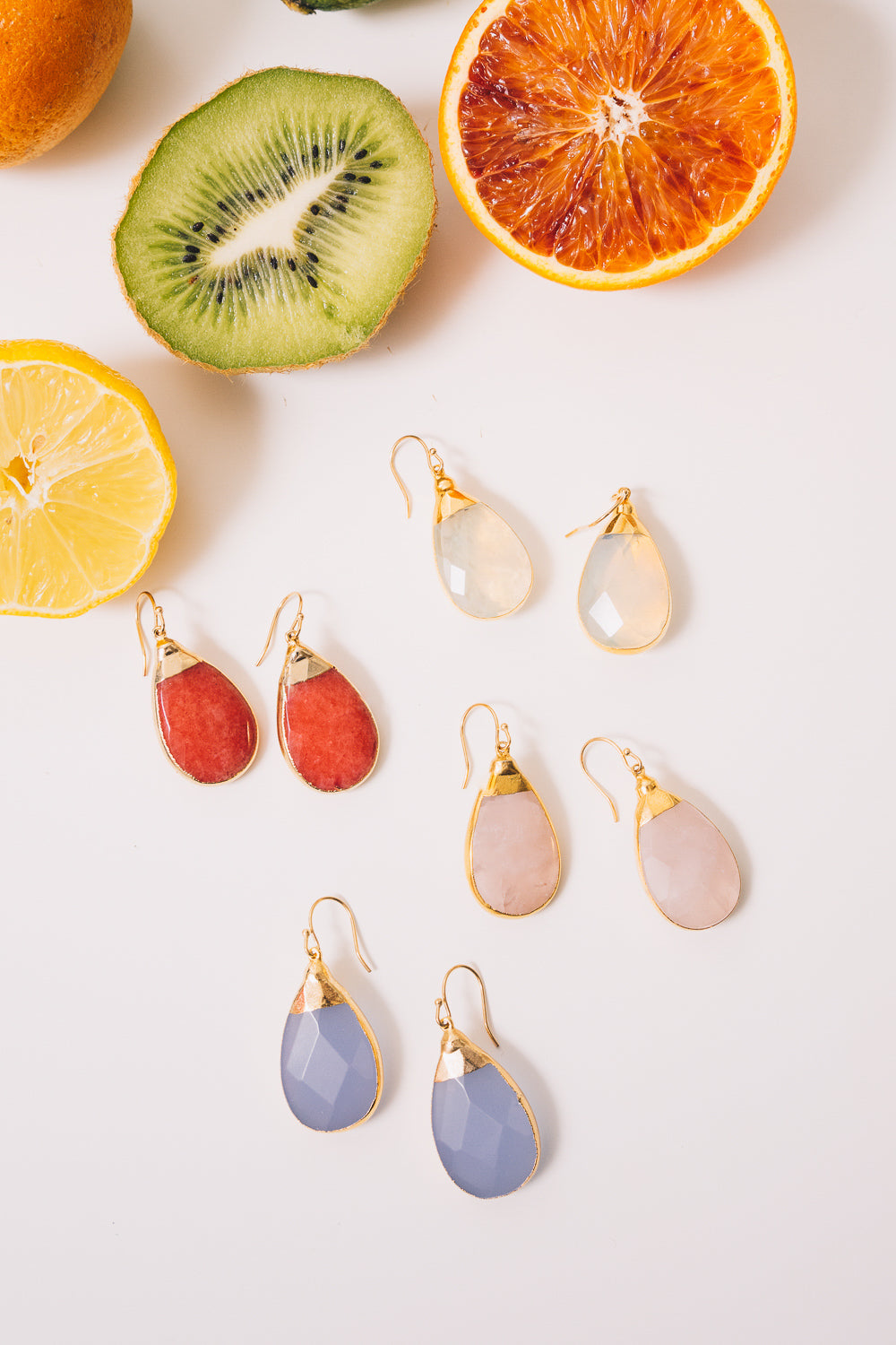 gemstone teardrop earrings pastel colors