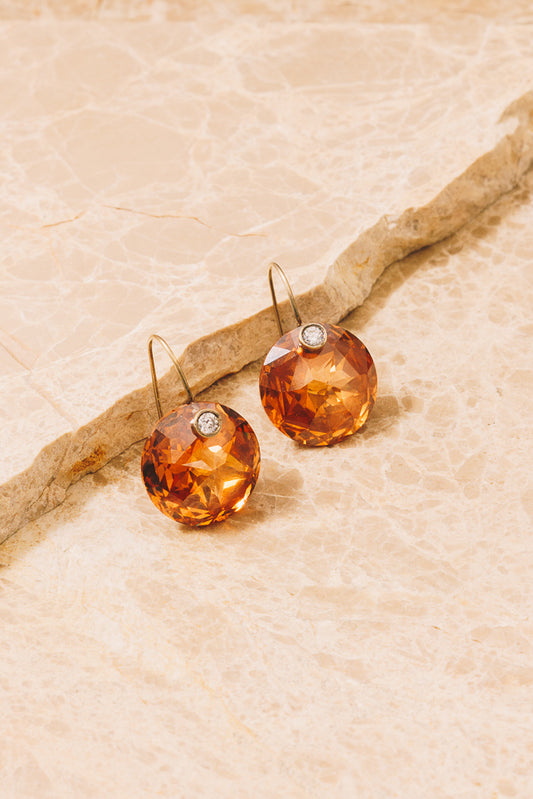 orange Swarovski crystal drop earrings