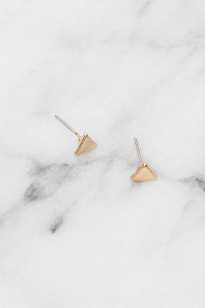 gold triangle stud earrings