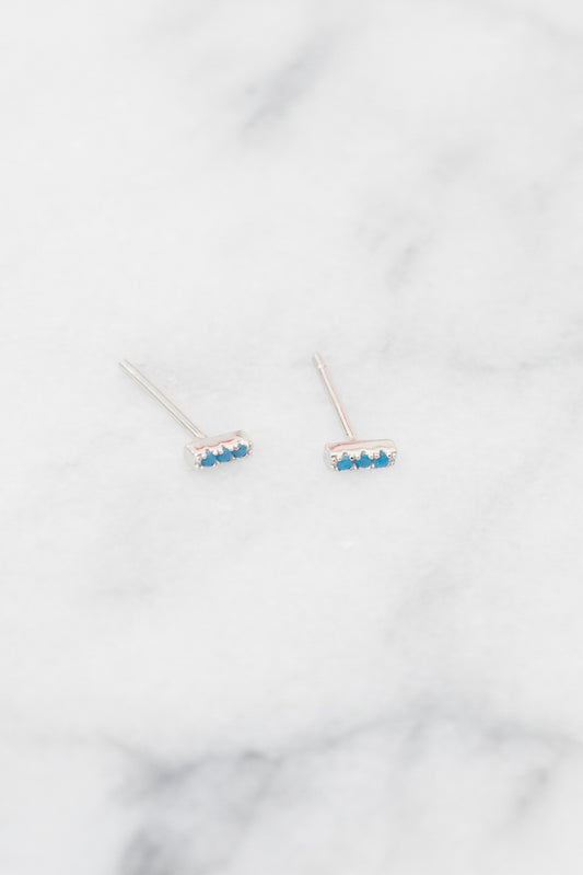 turquoise crystal bar stud earrings
