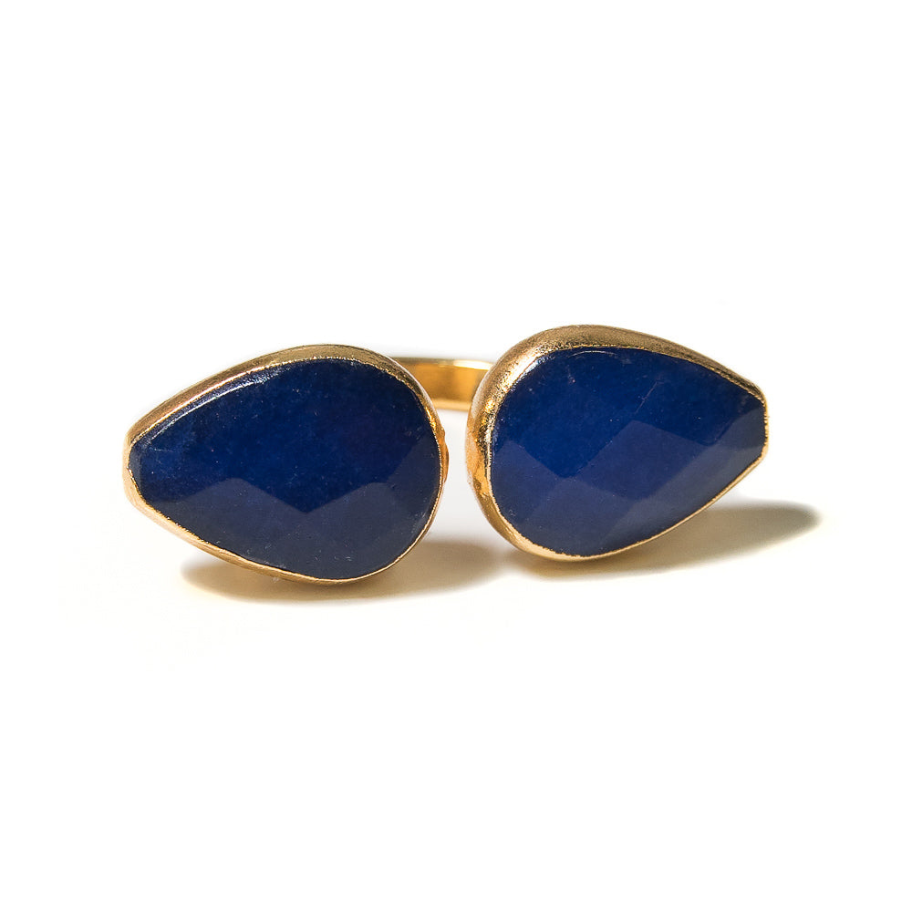 blue lapis  two stone open ring