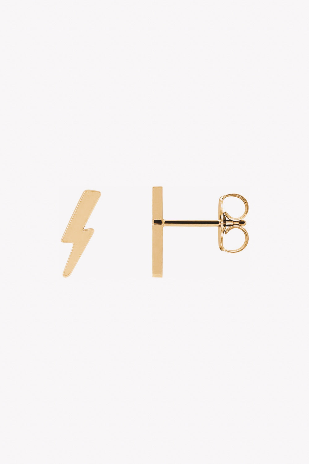 tiny lightning bolt stud earrings 14K yellow gold 