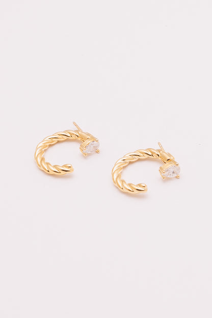 gold ear jacket hoops with crystal studs