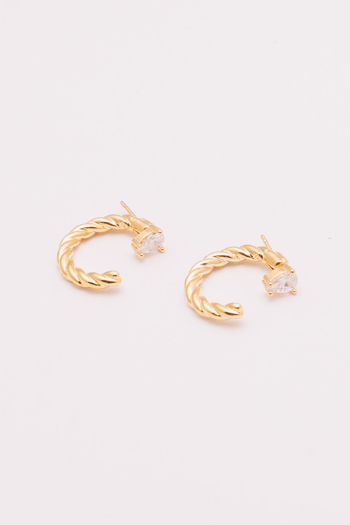 gold ear jacket hoops with crystal studs