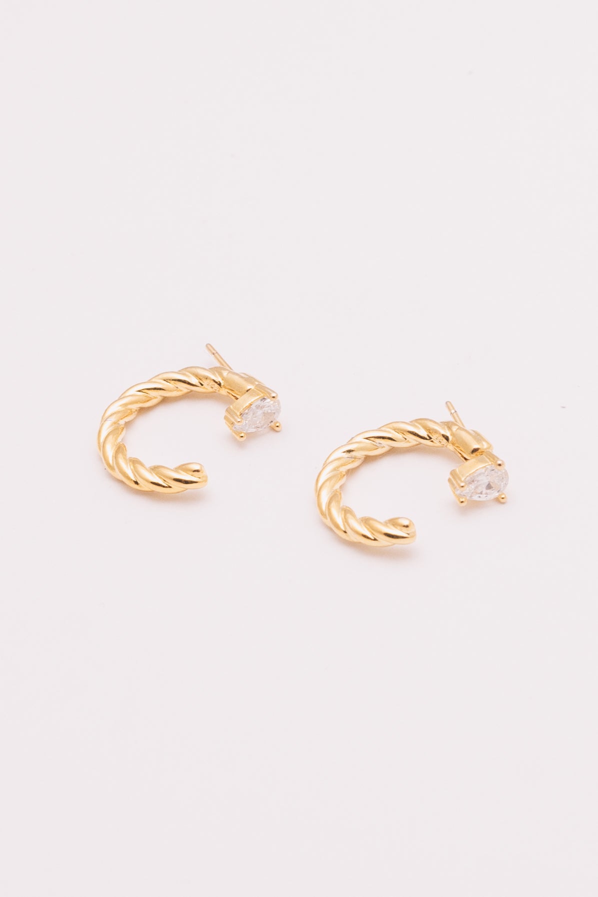 gold ear jacket hoops with crystal studs