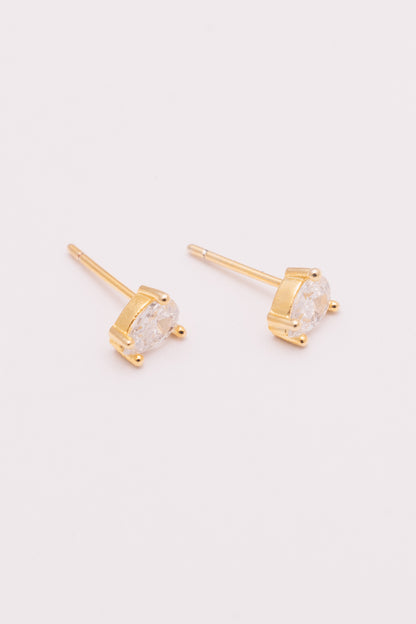 crystal prong set pear stud earrings
