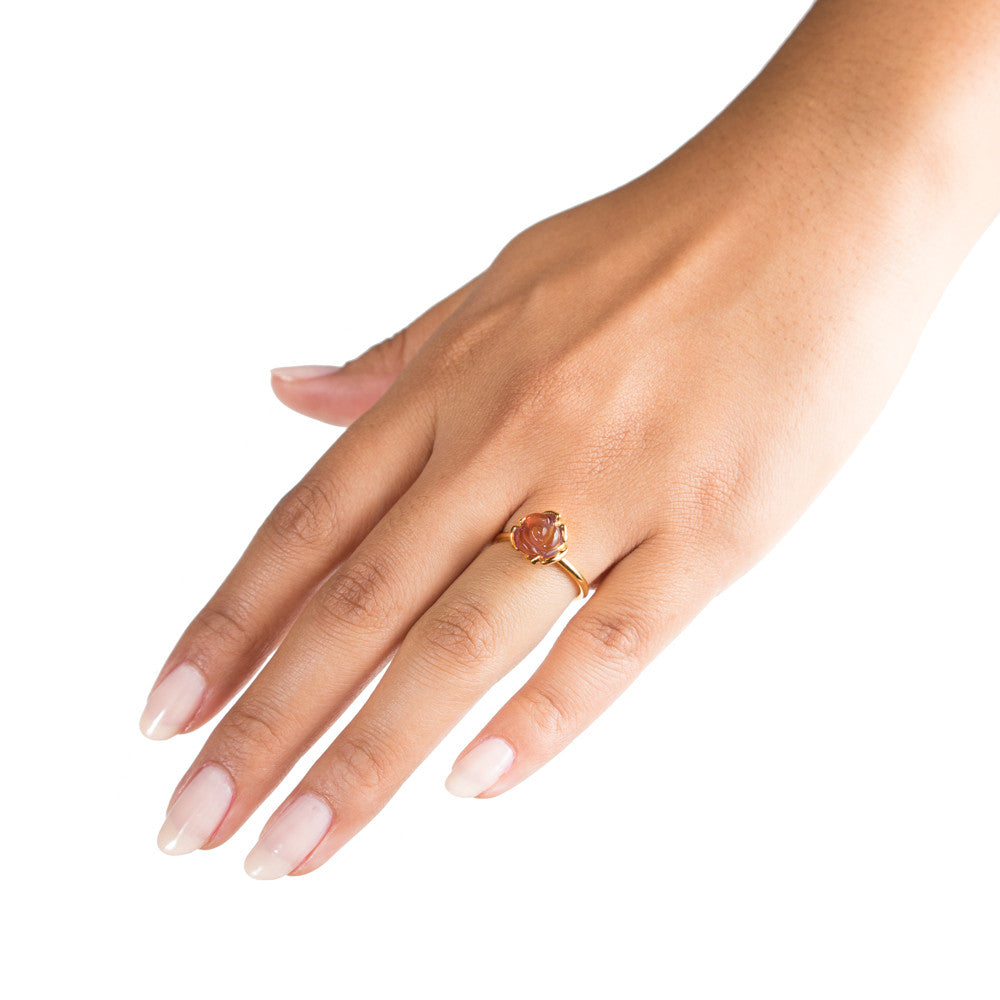 Selda Ring | Carnelian Rosette | 18k Gold Plating |