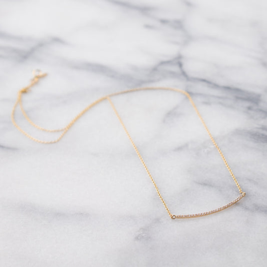Diamond Bar Necklace | 14K Gold