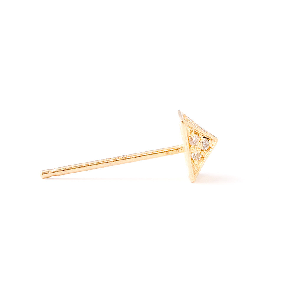 Pavé Pyramid Stud Earrings | 14K Gold