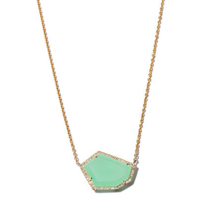 Cubist Necklace with Chrysoprase | 14K Gold