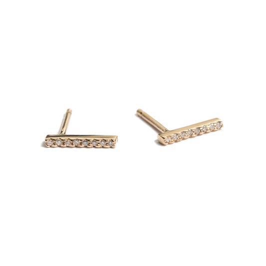 Diamond Pavé Bar Earring | 14K Yellow Gold