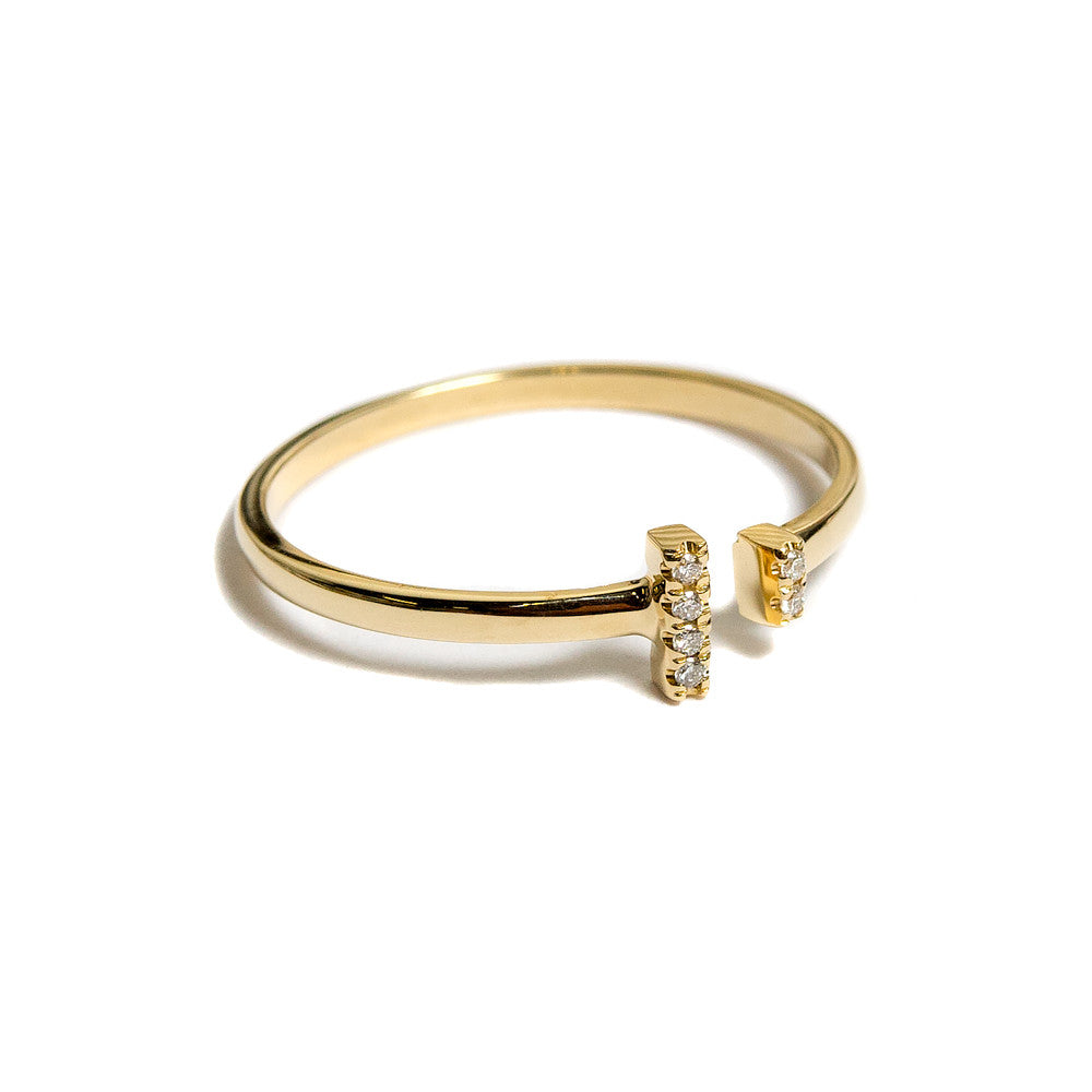 Diamond Bar Ring | 14K Gold