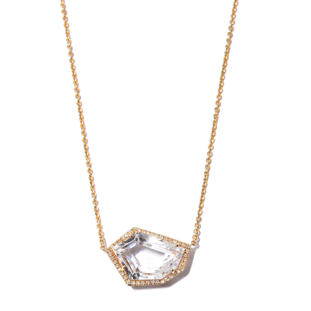 Cubist Necklace with White Topaz | 14K Gold