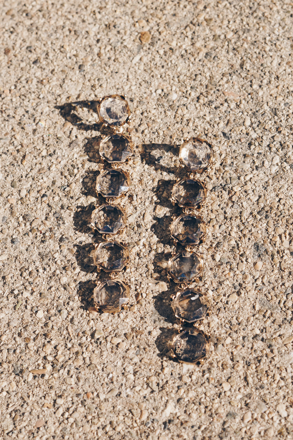 crystal dangle earrings above view