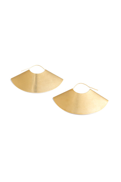 large gold fan hoop earrings