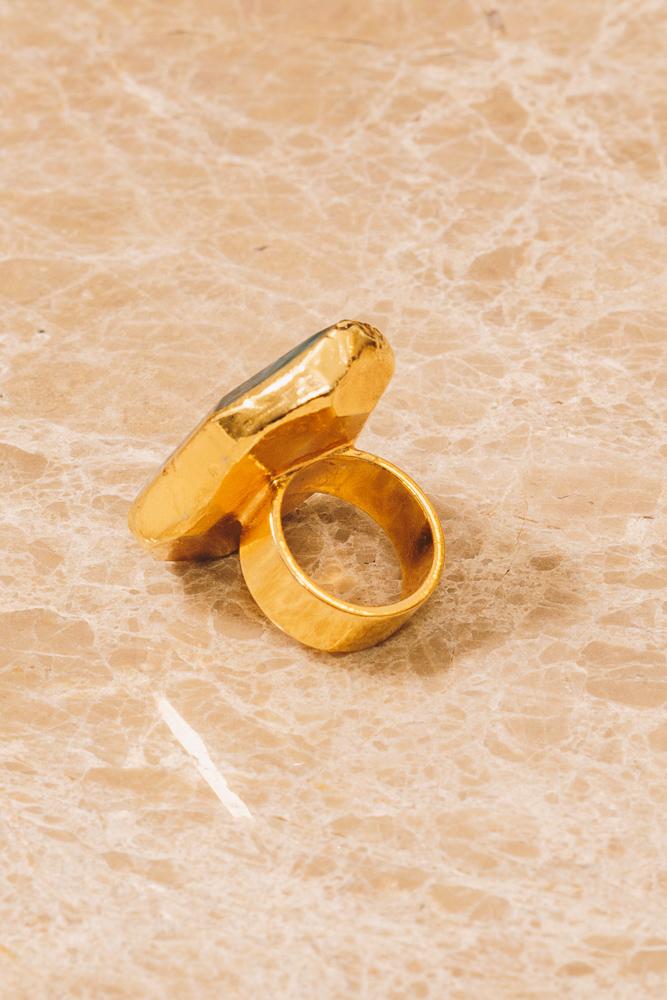 blue agate gold cocktail rings