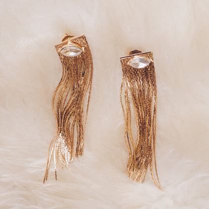 crystal marquis gold fringe chain earring jackets
