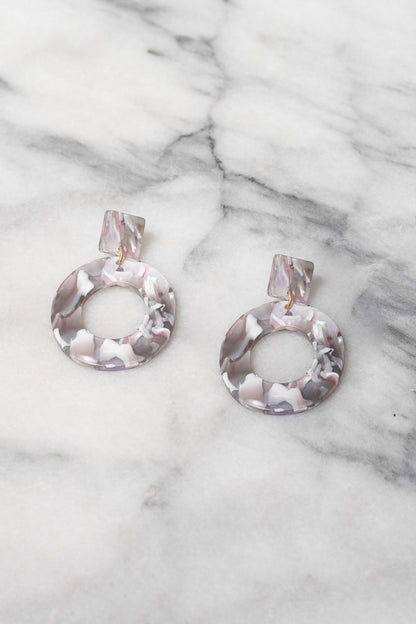 grey marble acrylic dangle earrings