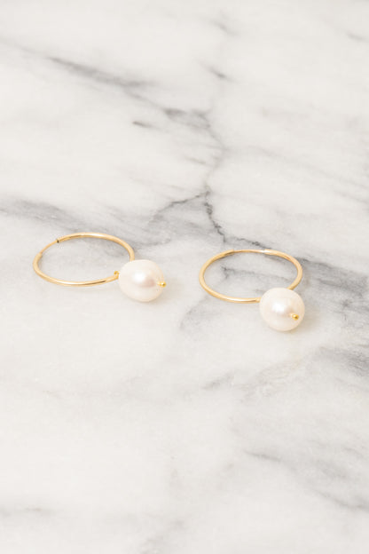 Soraya Hoop Earrings | Baroque Pearl | 14k Gold-Filled