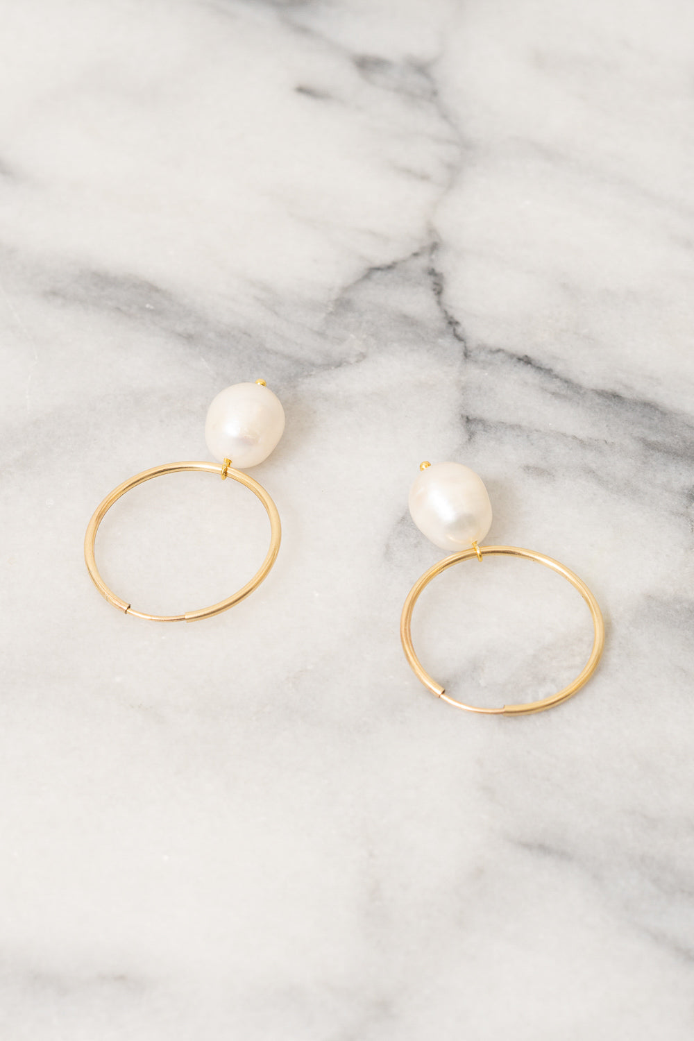 Soraya Hoop Earrings | Baroque Pearl | 14k Gold-Filled