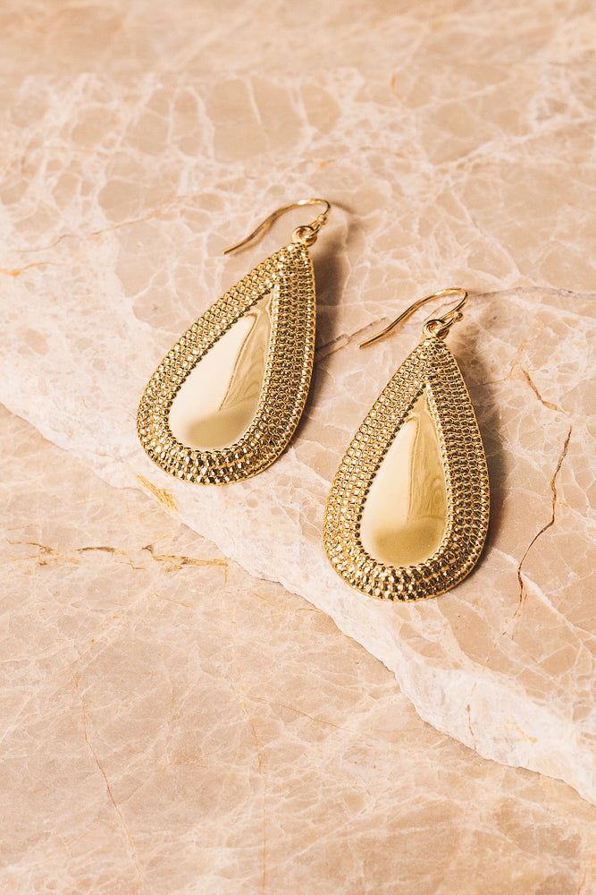 gold teardrop metal earrings