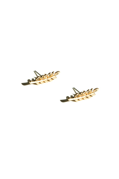 gold leaf stud earrings