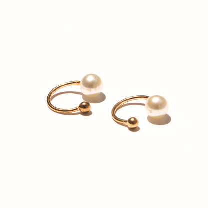 gold pearl ear cuff earrings