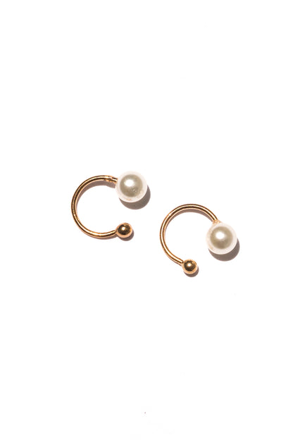 gold pearl ear cuff earrings 