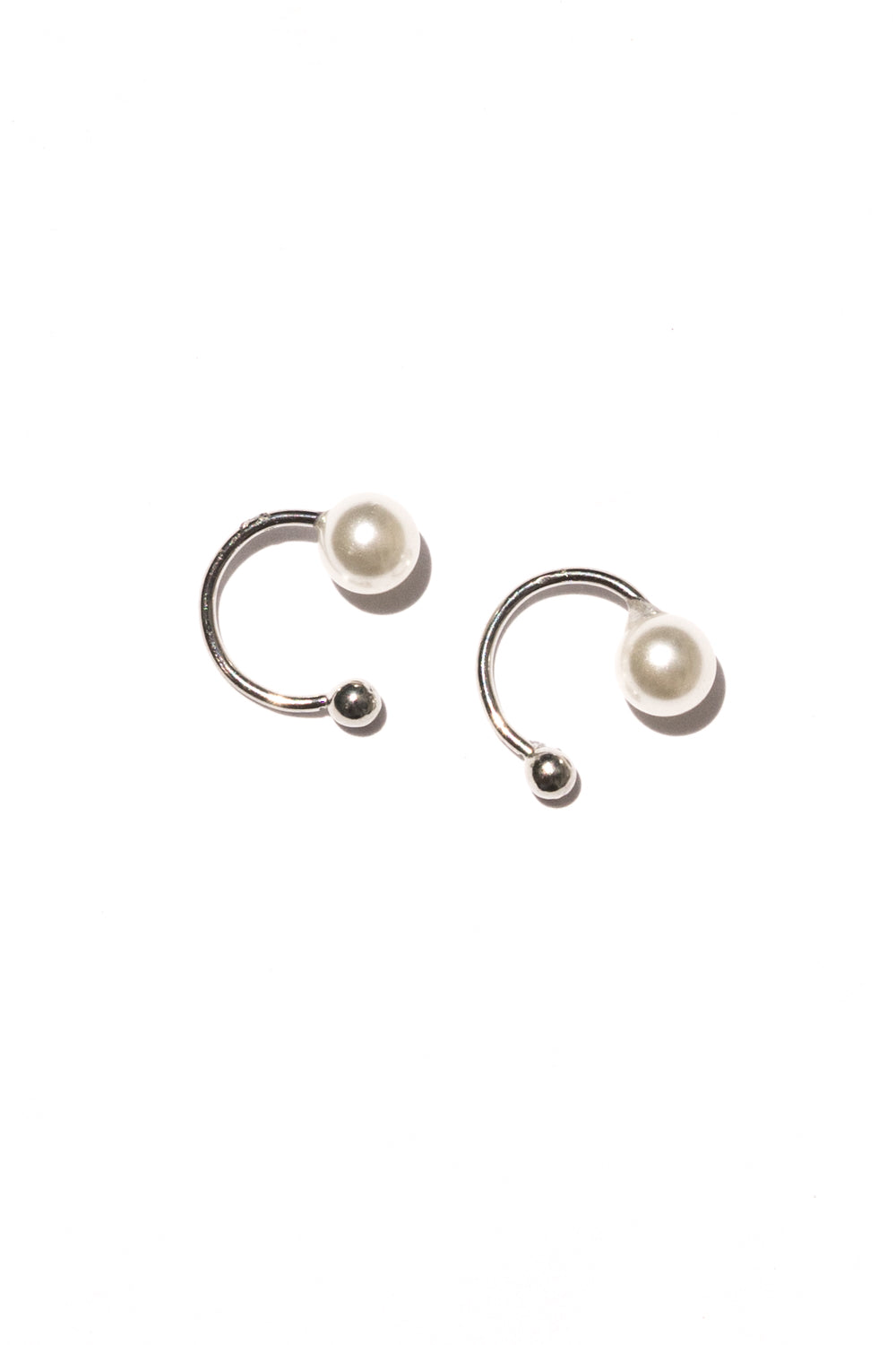 silver pearl ear cuff earrings
