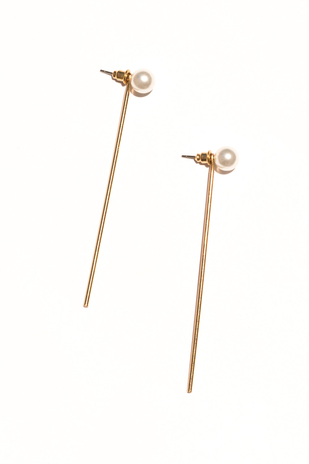 pearl stick ear jacket earrings