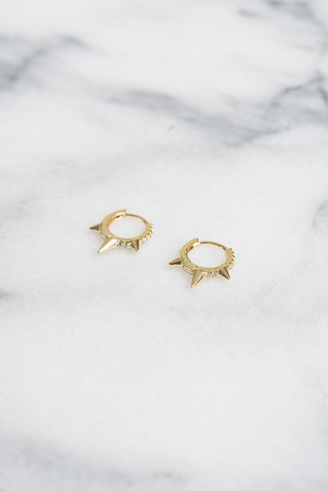 gold spike huggie hoop earrings