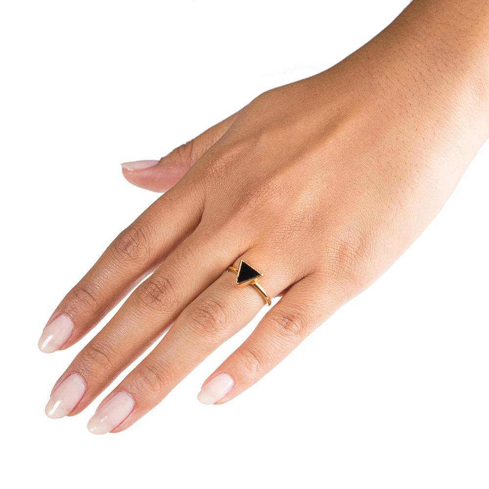 triangle stacking ring on hand