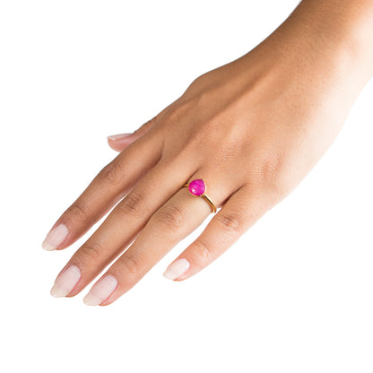 Inna Stacking Ring | Pink Chalcedony | 18k Gold Plating