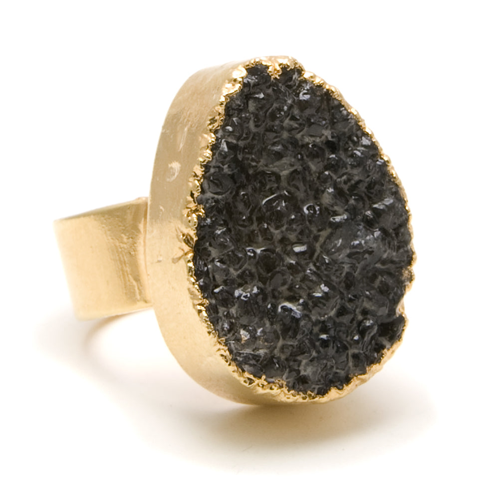 black druzy ring 