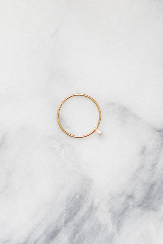 gold fill stacking ring with freshwater pearl bead