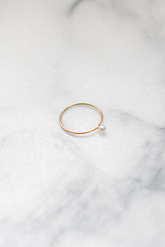 gold fill stacking ring with freshwater pearl bead