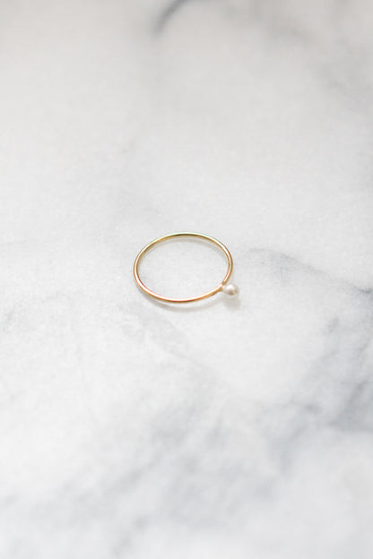 gold fill stacking ring with freshwater pearl bead