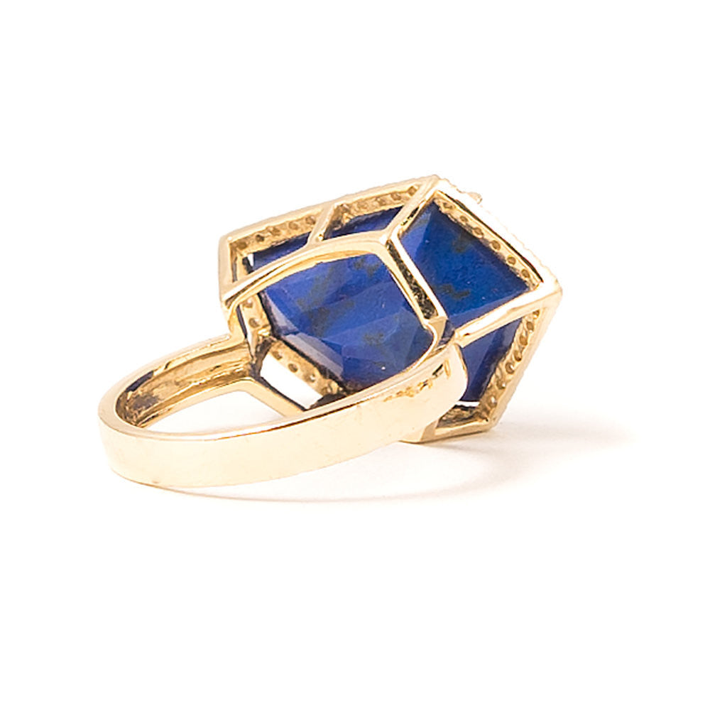lapis and diamond cocktail ring profile by Janna Conner