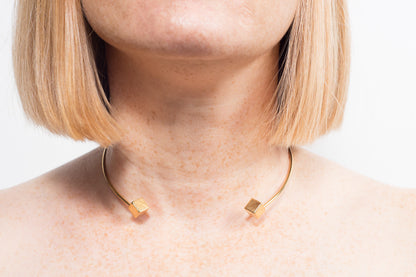 Sheila Gold Cube Choker Necklace | 18k Gold Plating | Sale
