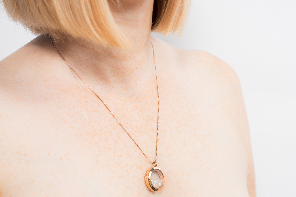 Berget Rose Cut White Topaz Locket Necklace | 18k Gold over .925 Silver |Janna Conner