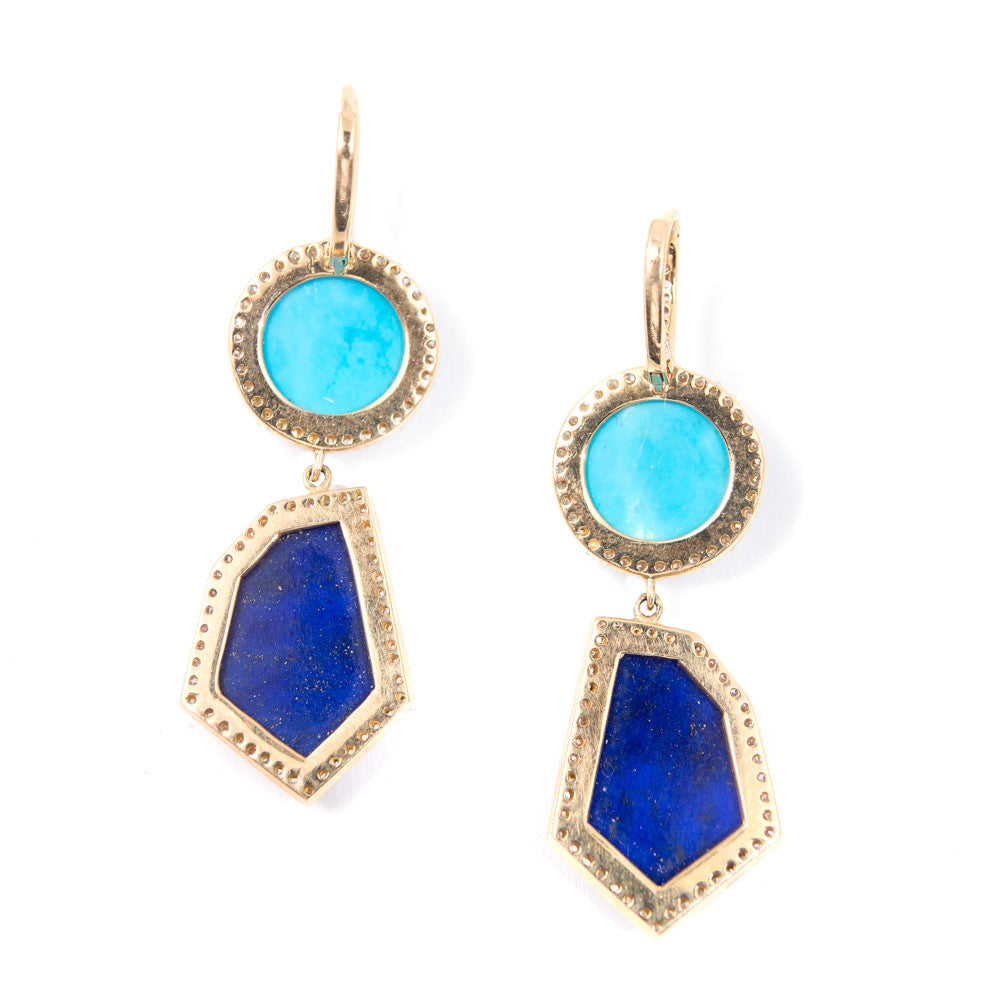 rose cut sleeping beauty turquoise and lapis diamond pave earrings janna conner