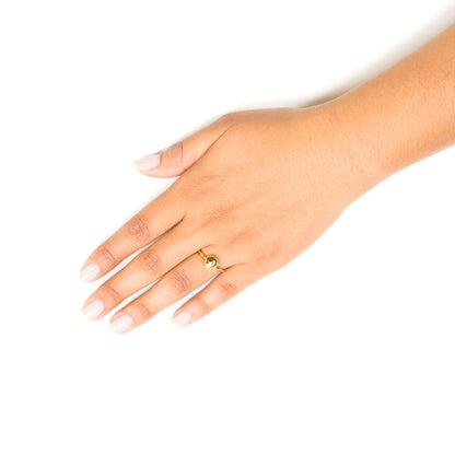 gold pyrite stacking ring on hand